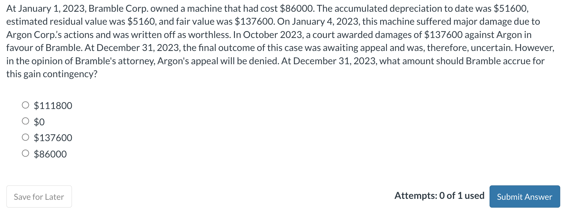 At January 1 , 2 0 2 3 , Bramble Corp. owned a