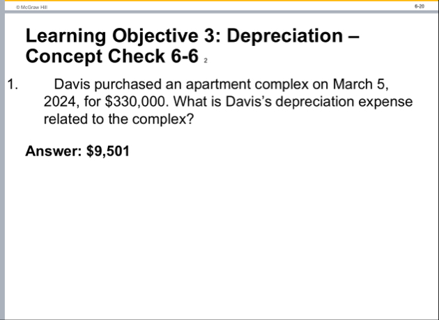 Learning Objective 3 : Depreciation Concept Check