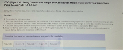 E 6 - 5 ( Algo ) Calculating Contribution Margin