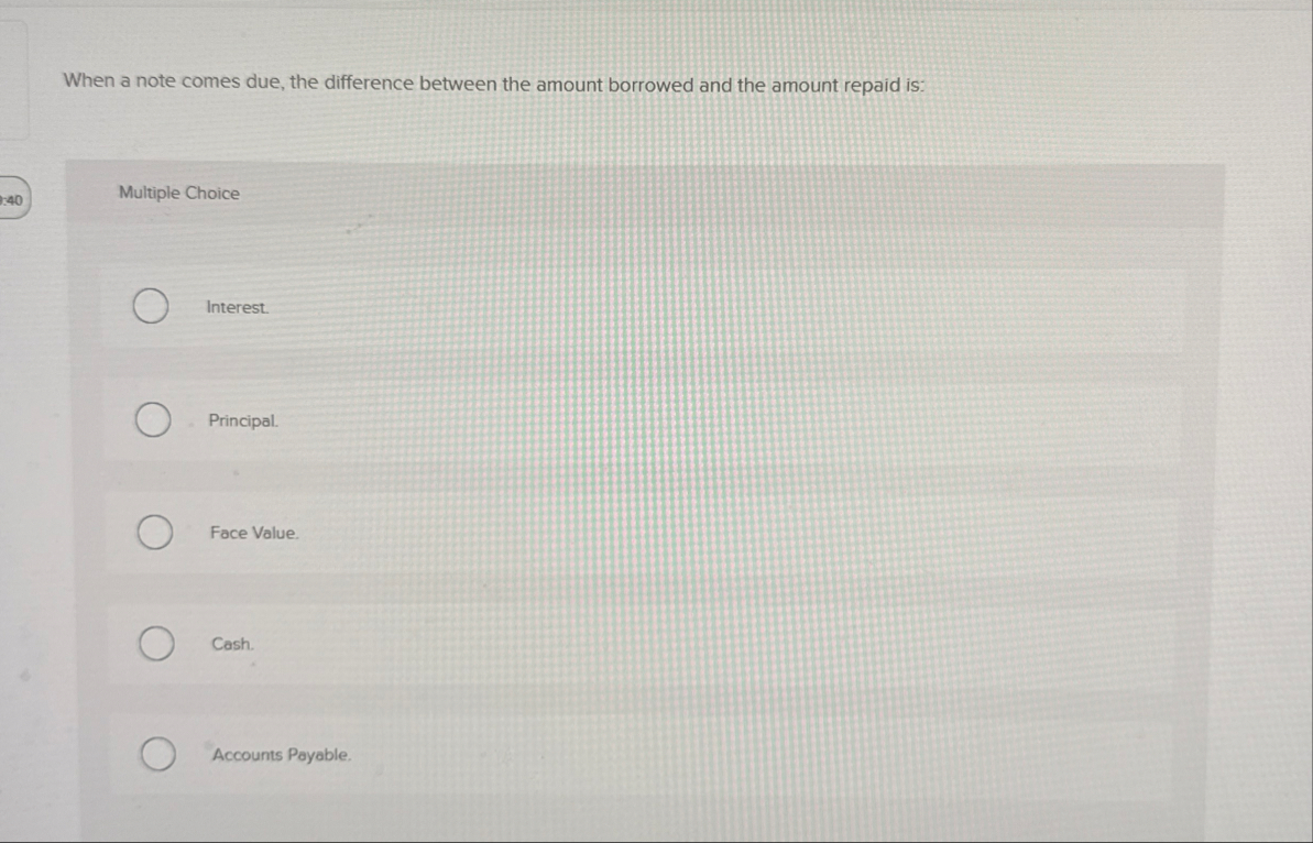 When a note comes due, the difference between the