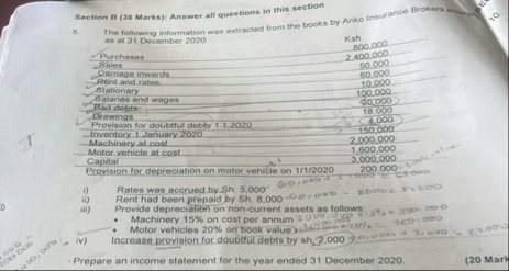 Section B ( 3 6 Marks ) : Answer all questions in