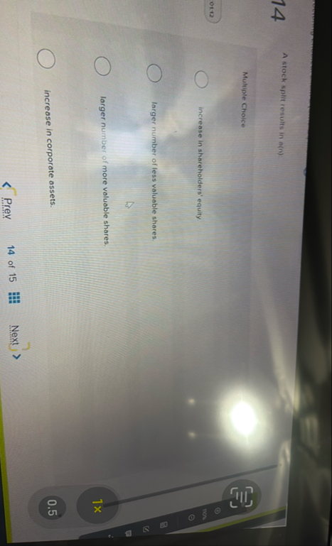 1 4 A stock split results in a ( n ) Multiple