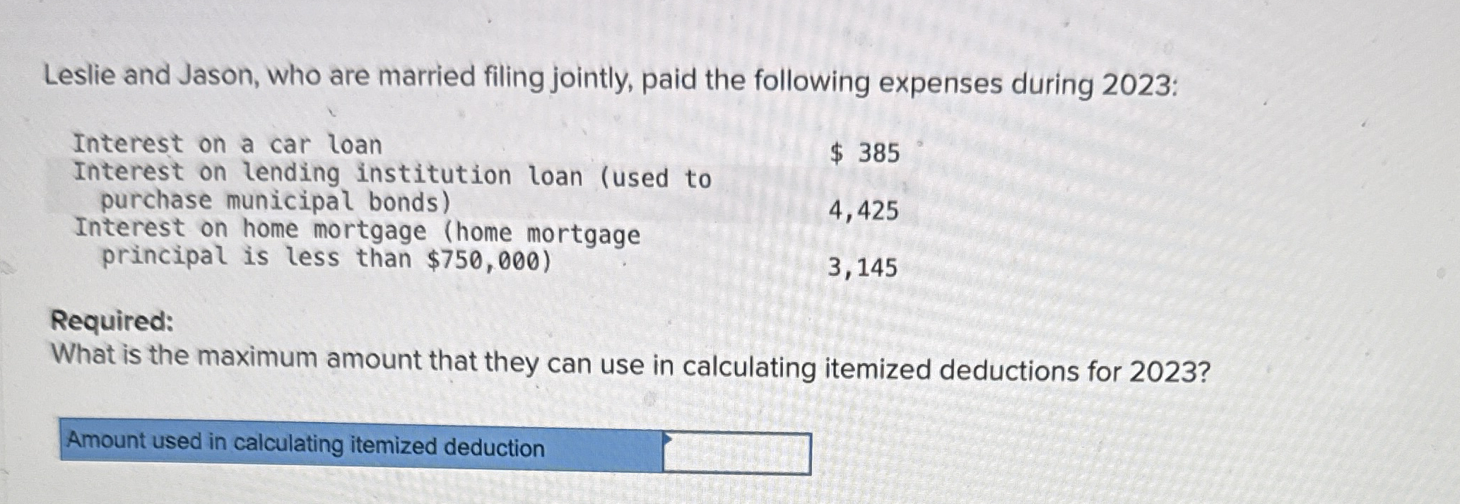Leslie and Jason, who are married filing jointly,