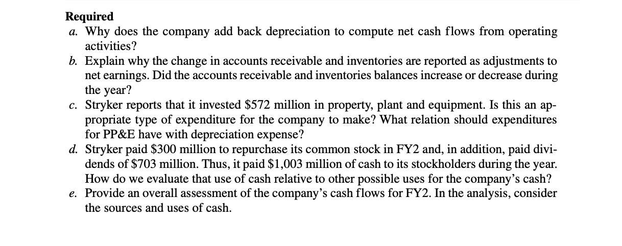 a . Why does the company add back depreciation to