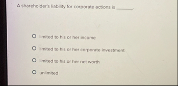A shareholder's liability for corporate actions