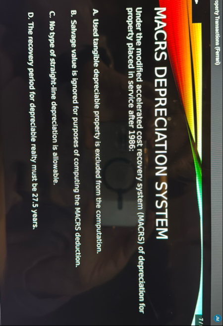 operty Transactions ( Ferrai ) m MACRS