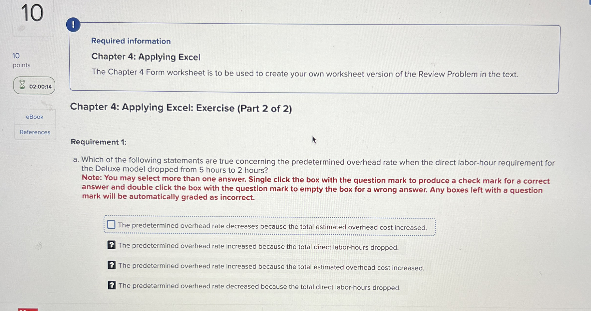 1 0 1 0 points 0 2 : 0 0 : 1 4 Required