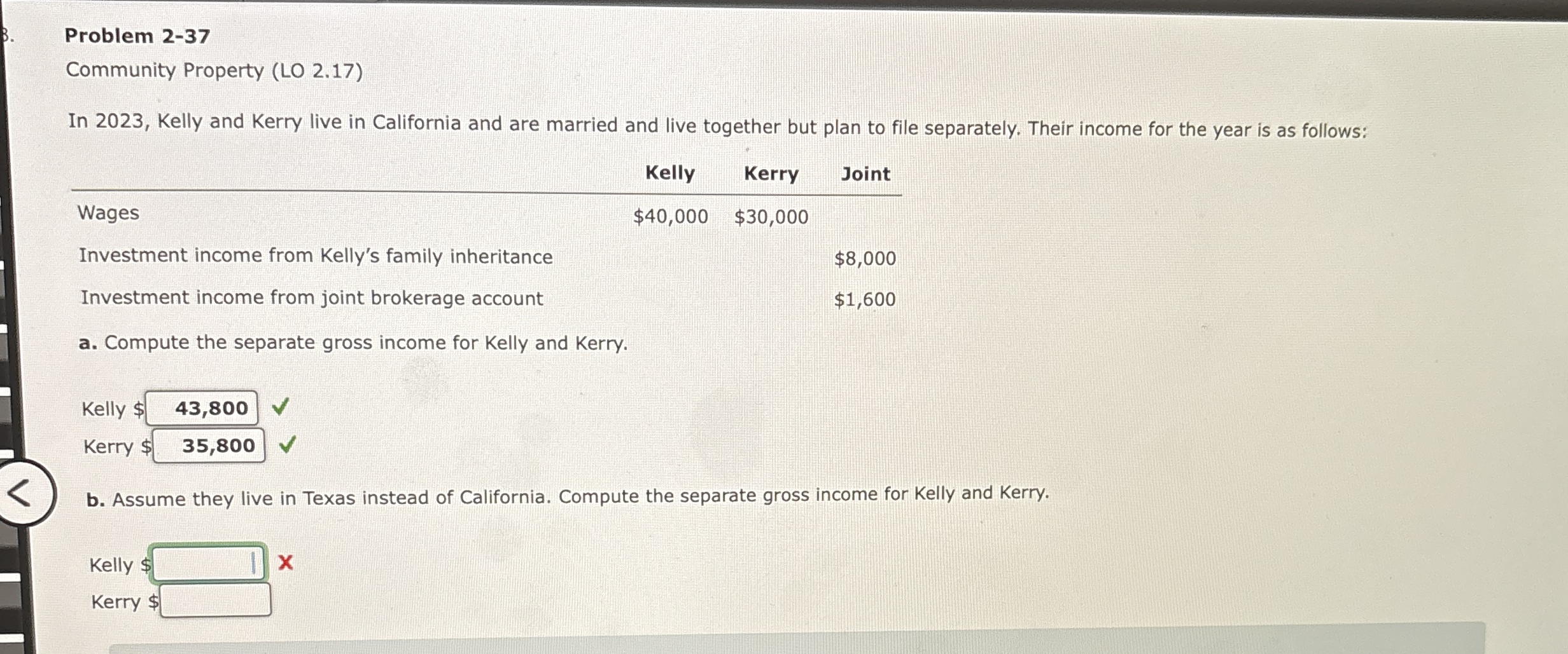 Problem 2 - 3 7 Community Property ( LO 2 . 1 7 )