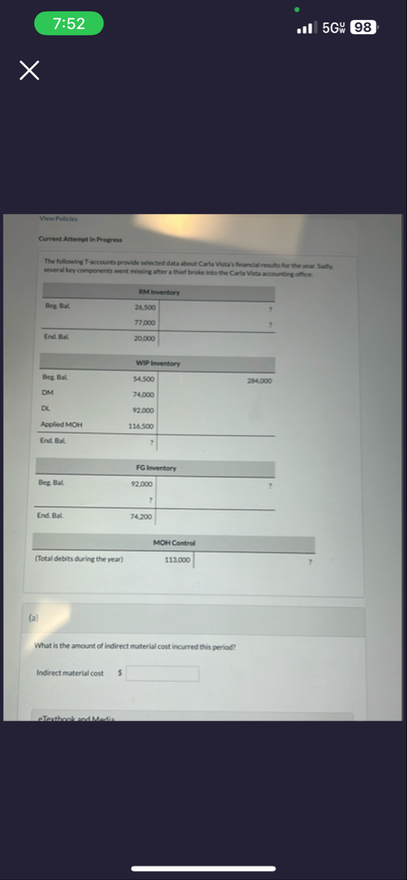 . | l 5 6 G 9 8 X View Policies Current Attempt
