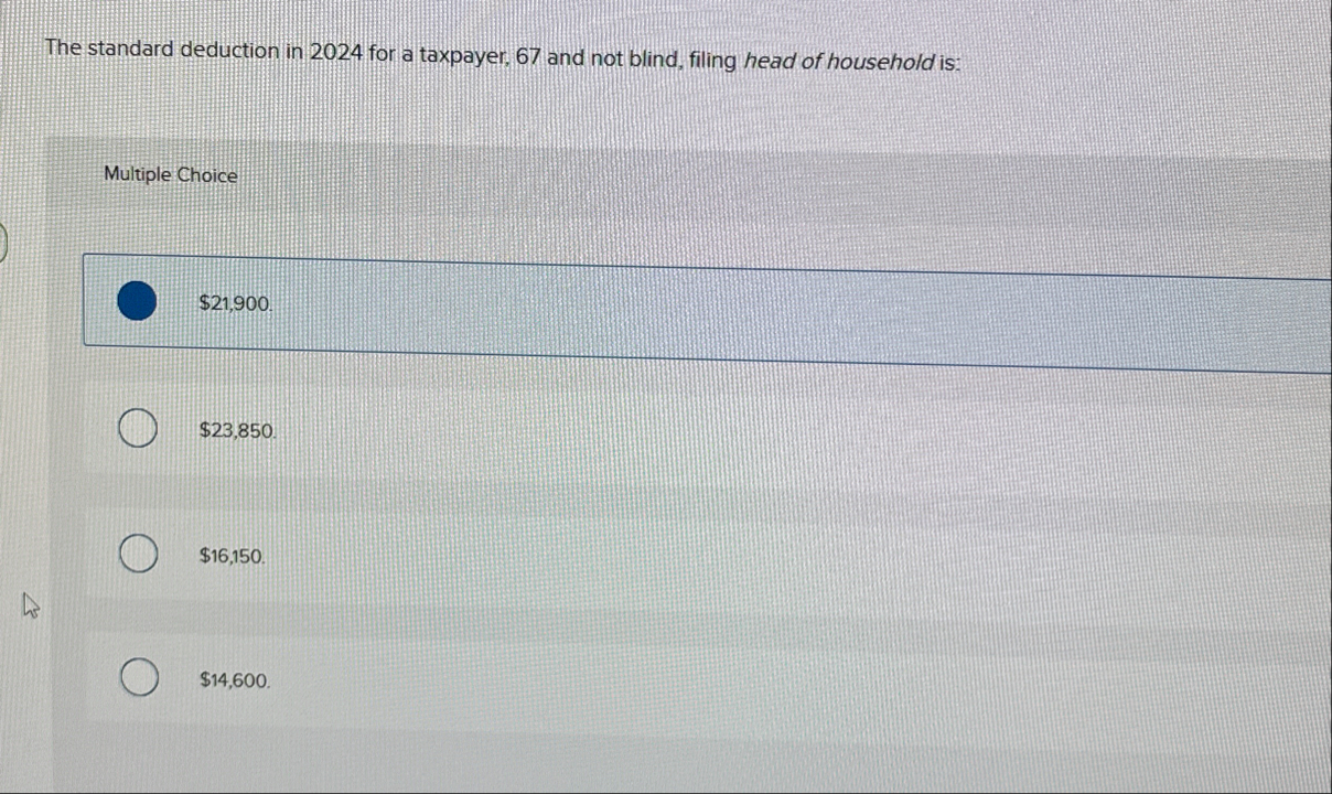 The standard deduction in 2 0 2 4 for a taxpayer,
