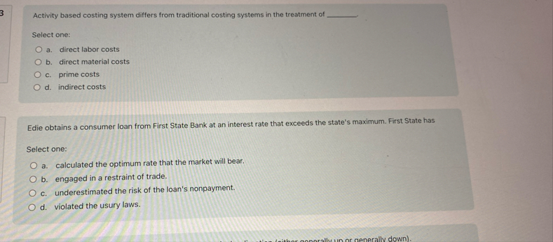 Activity based costing system differs from