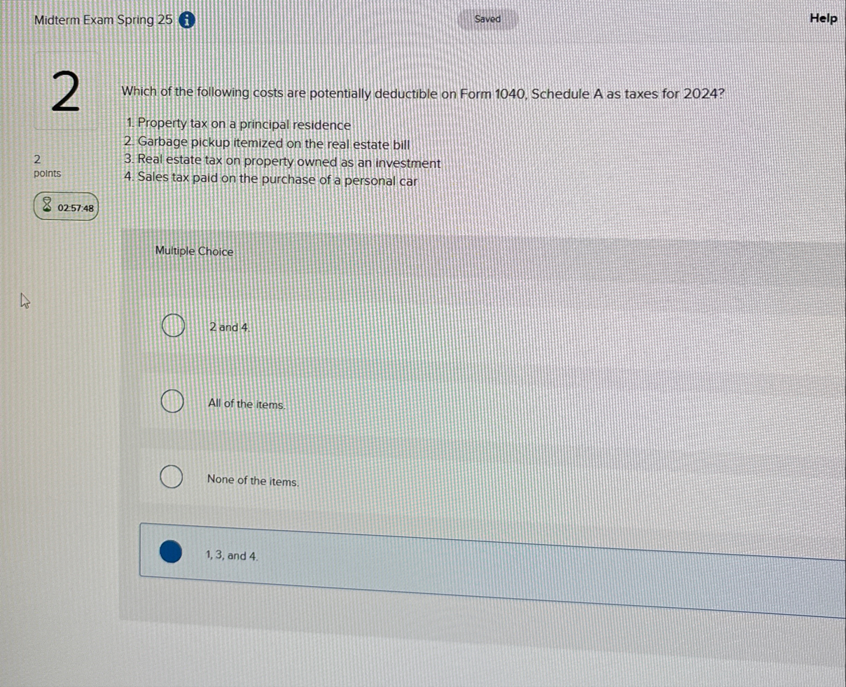Midterm Exam Spring 2 5 i Help 2 q , 2 points ( 8