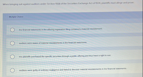 When bringing suif against auditors under Section