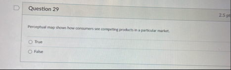 Question 2 9 2 . 5 p Perceptual map shows how