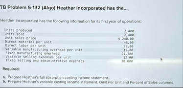 TB Problem 5 - 1 3 2 ( Algo ) Heather