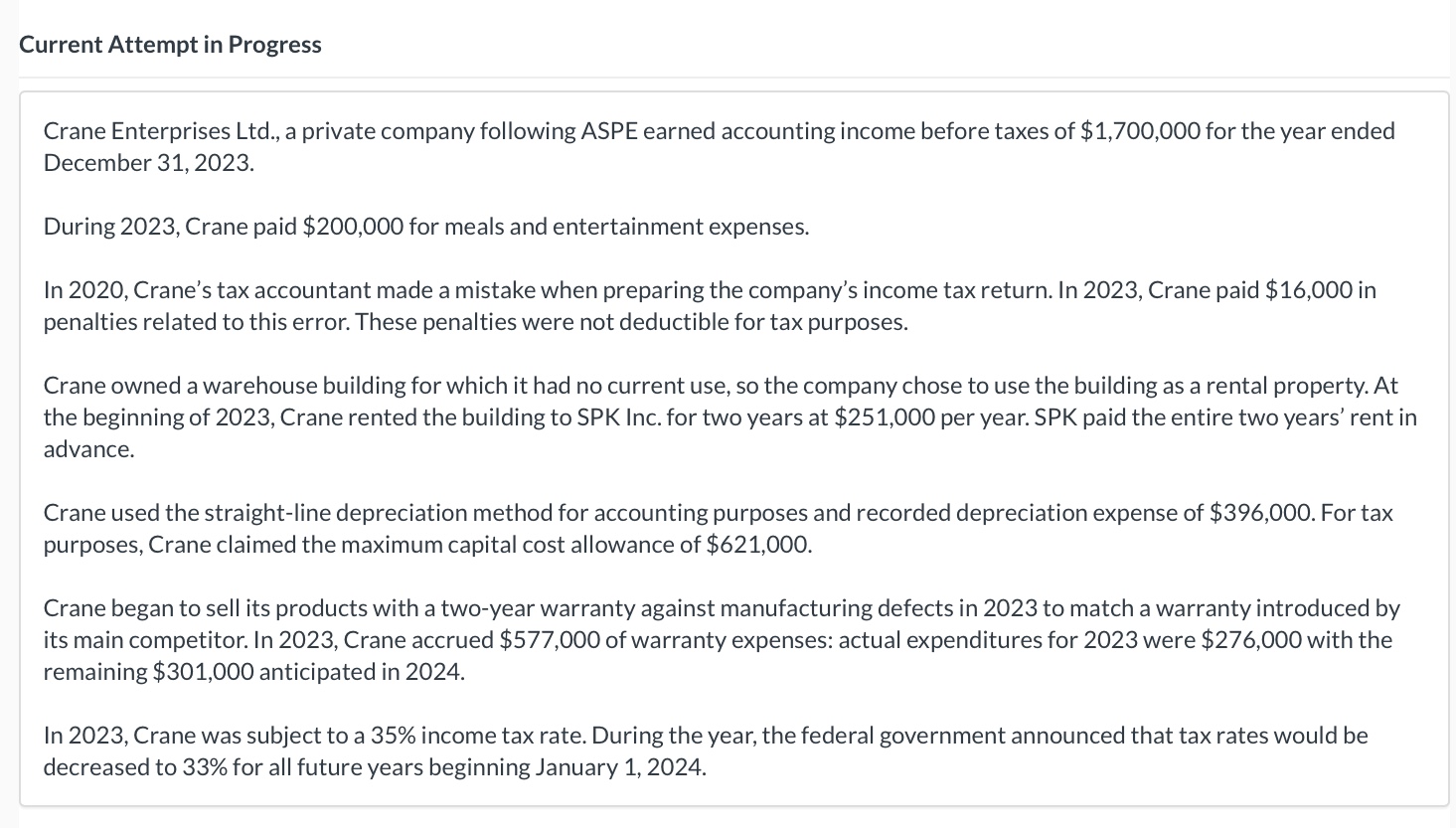 Current Attempt in Progress Crane Enterprises Ltd