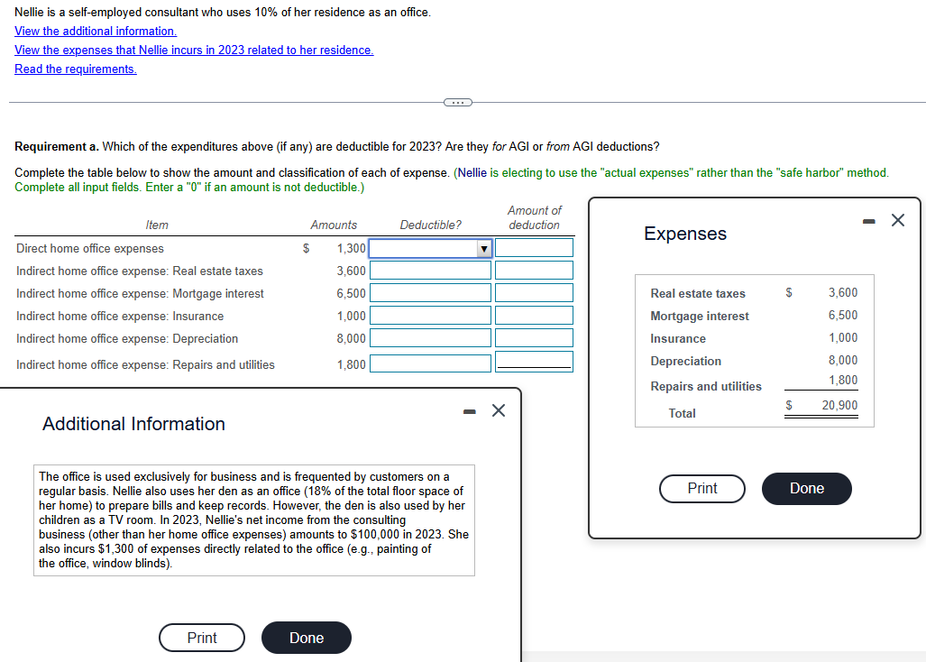 Nellie is a self - employed consultant who uses \