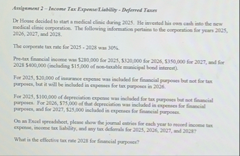 Asxignment 2 - Income Tax Expense Liability -