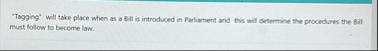 "Tagging" will take place when as a Bill is