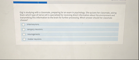 Gigi is studying with a classmate, preparing for