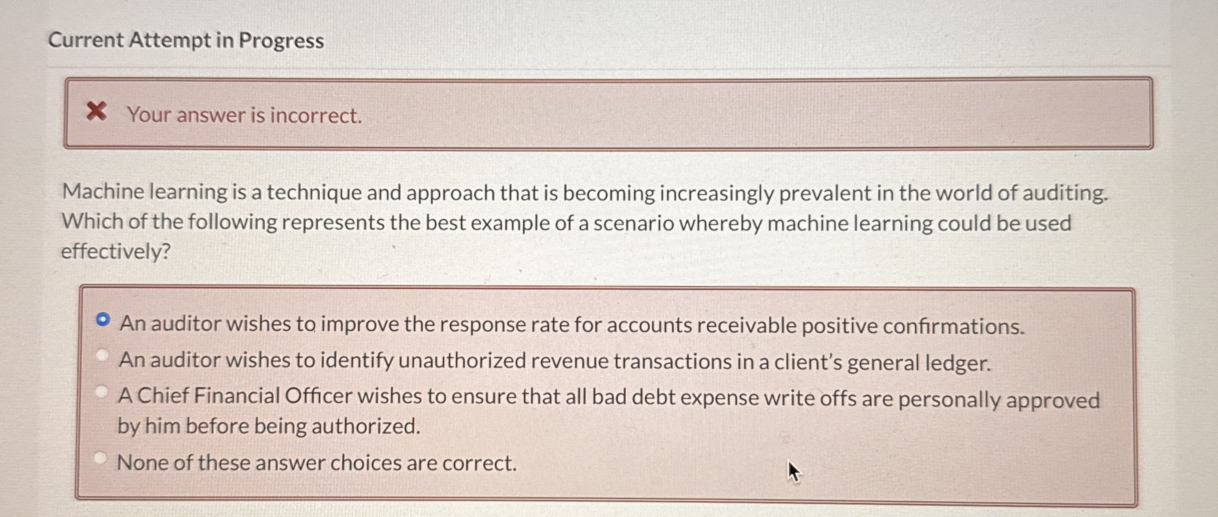 Current Attempt in Progress Your answer is