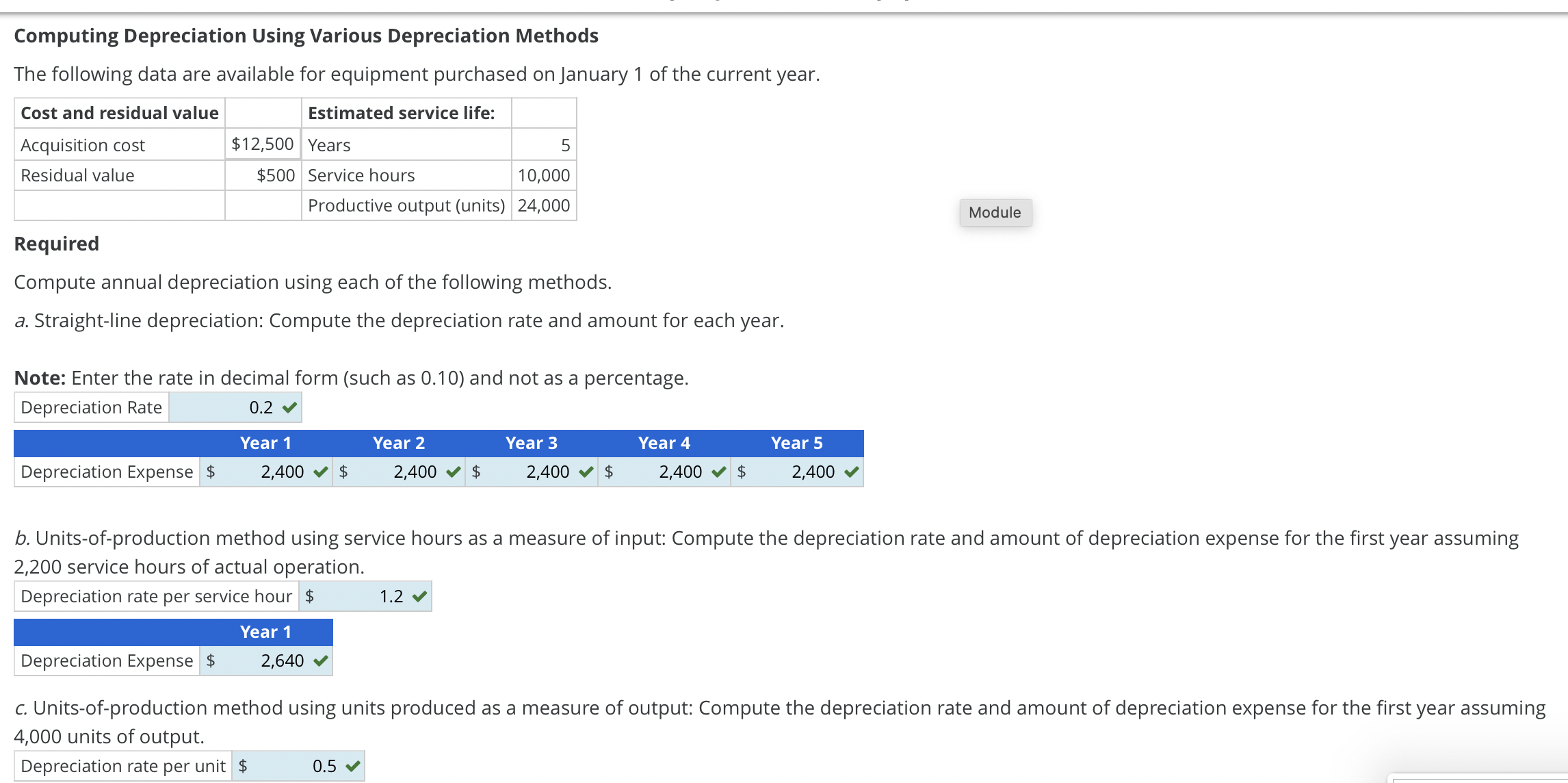 Just Need Help on Part E ! Computing Depreciation