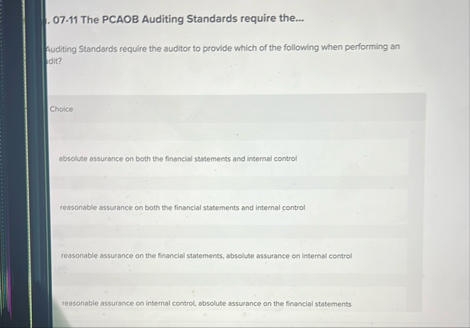 . 0 7 - 1 1 The PCAOB Auditing Standards require