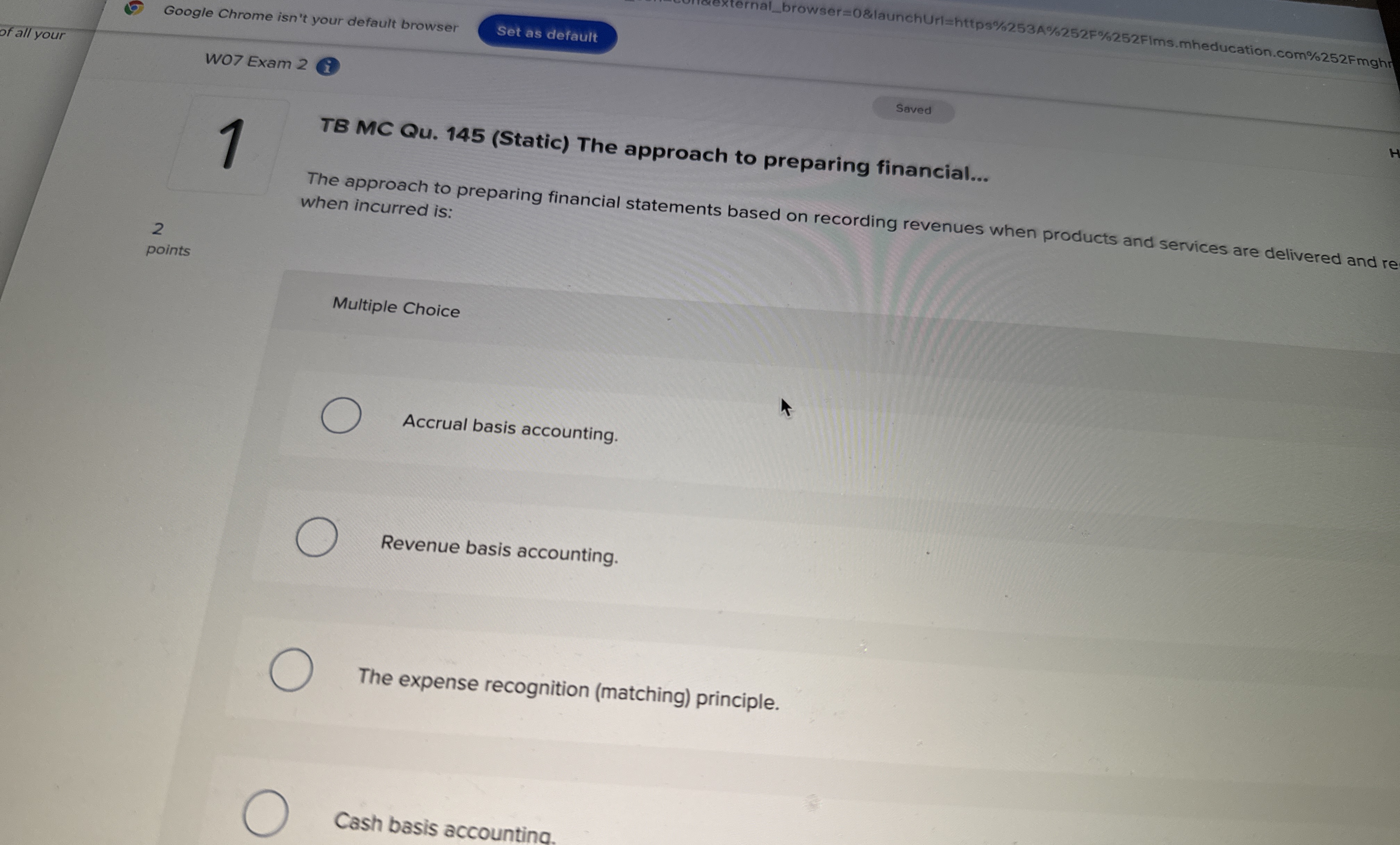Google Chrome isn't your default browser WOT Exam