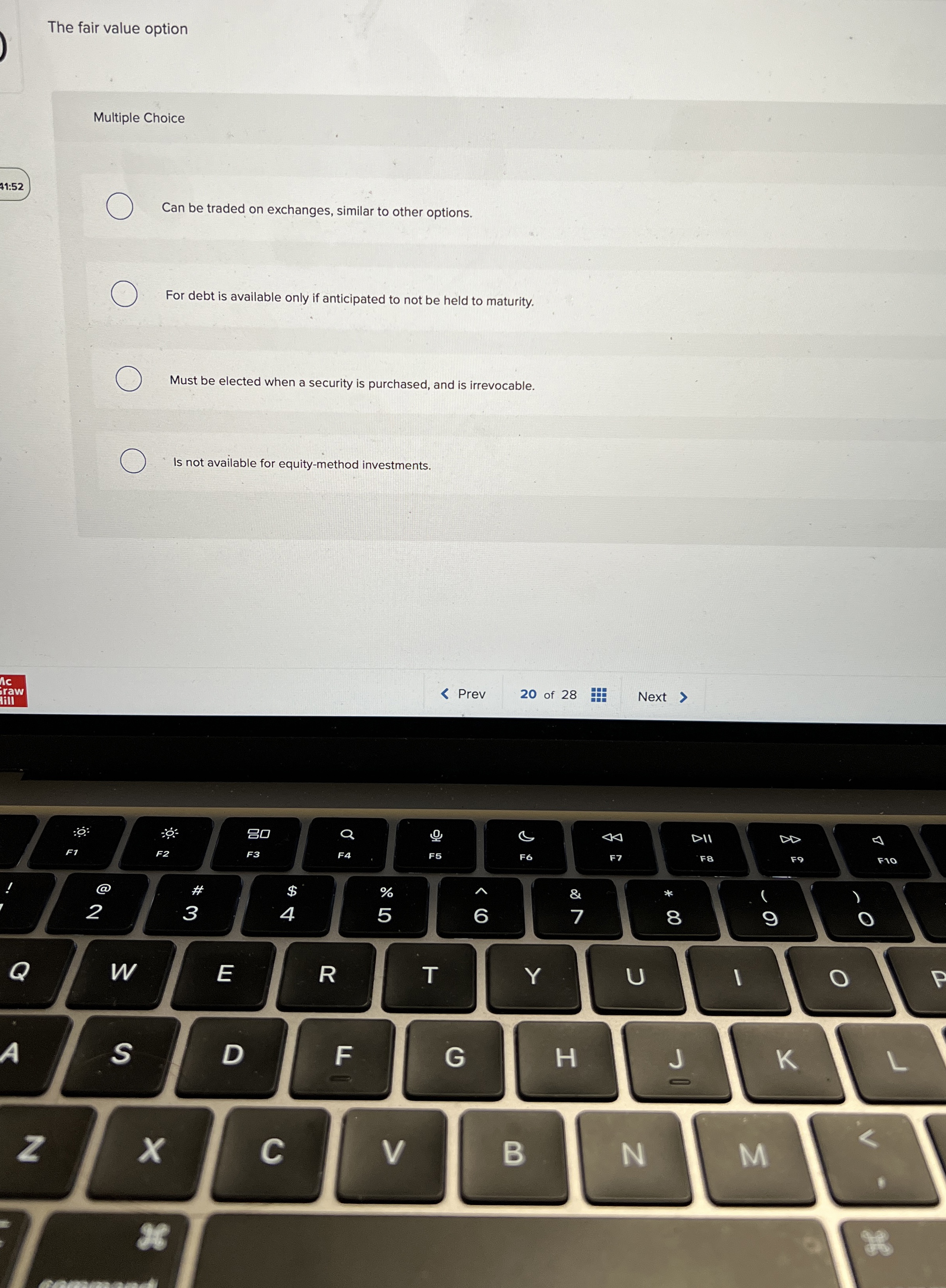 The fair value option Multiple Choice 4 1 : 5 2