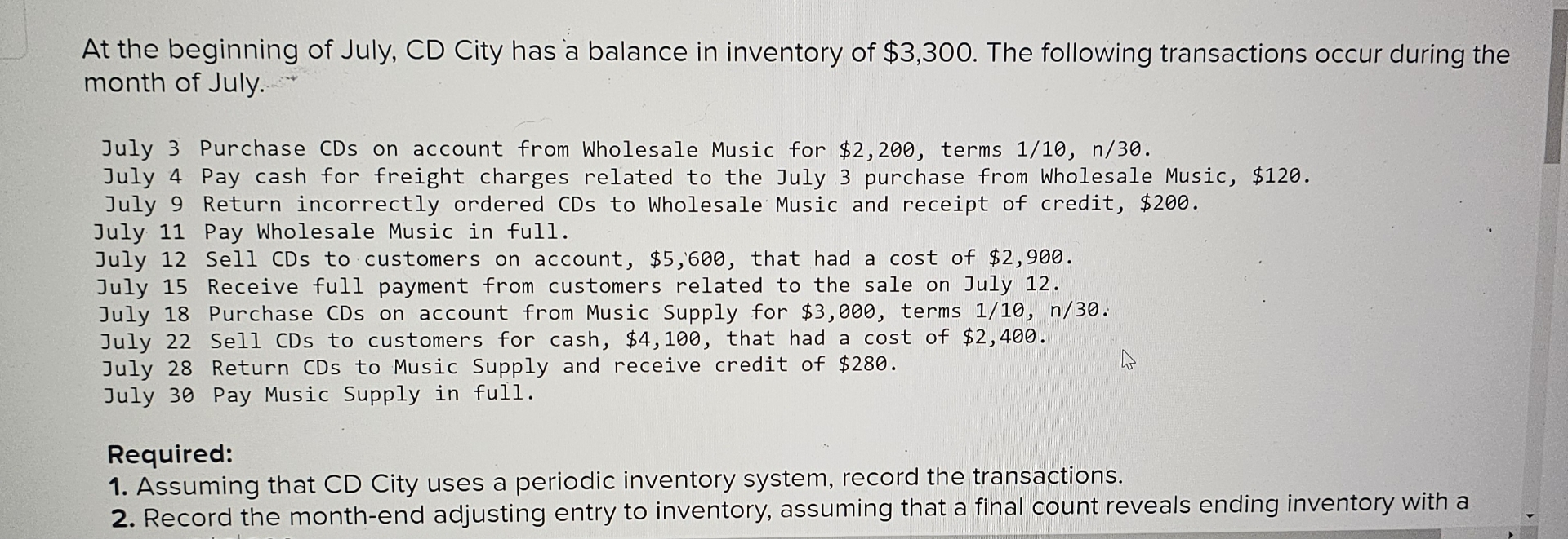 How to solve the cost of goods avaliable in the