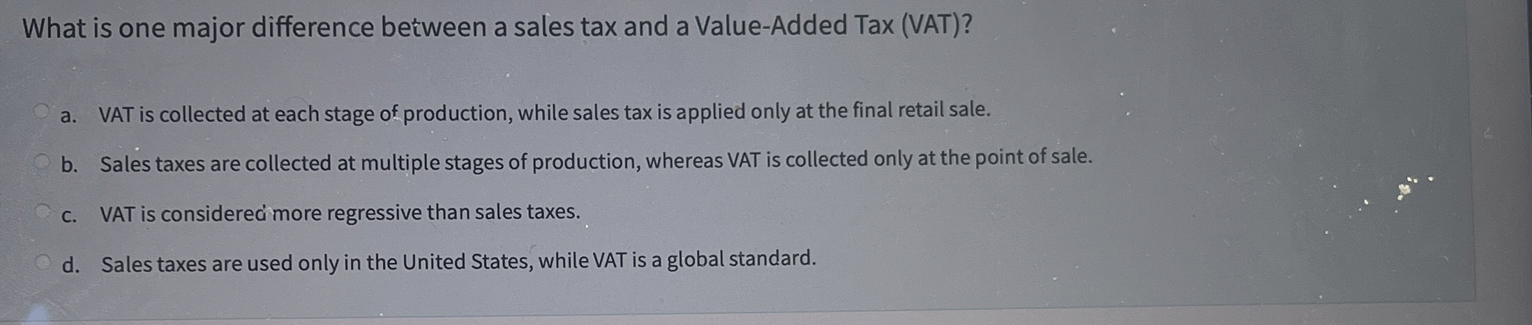 What is one major difference between a sales tax