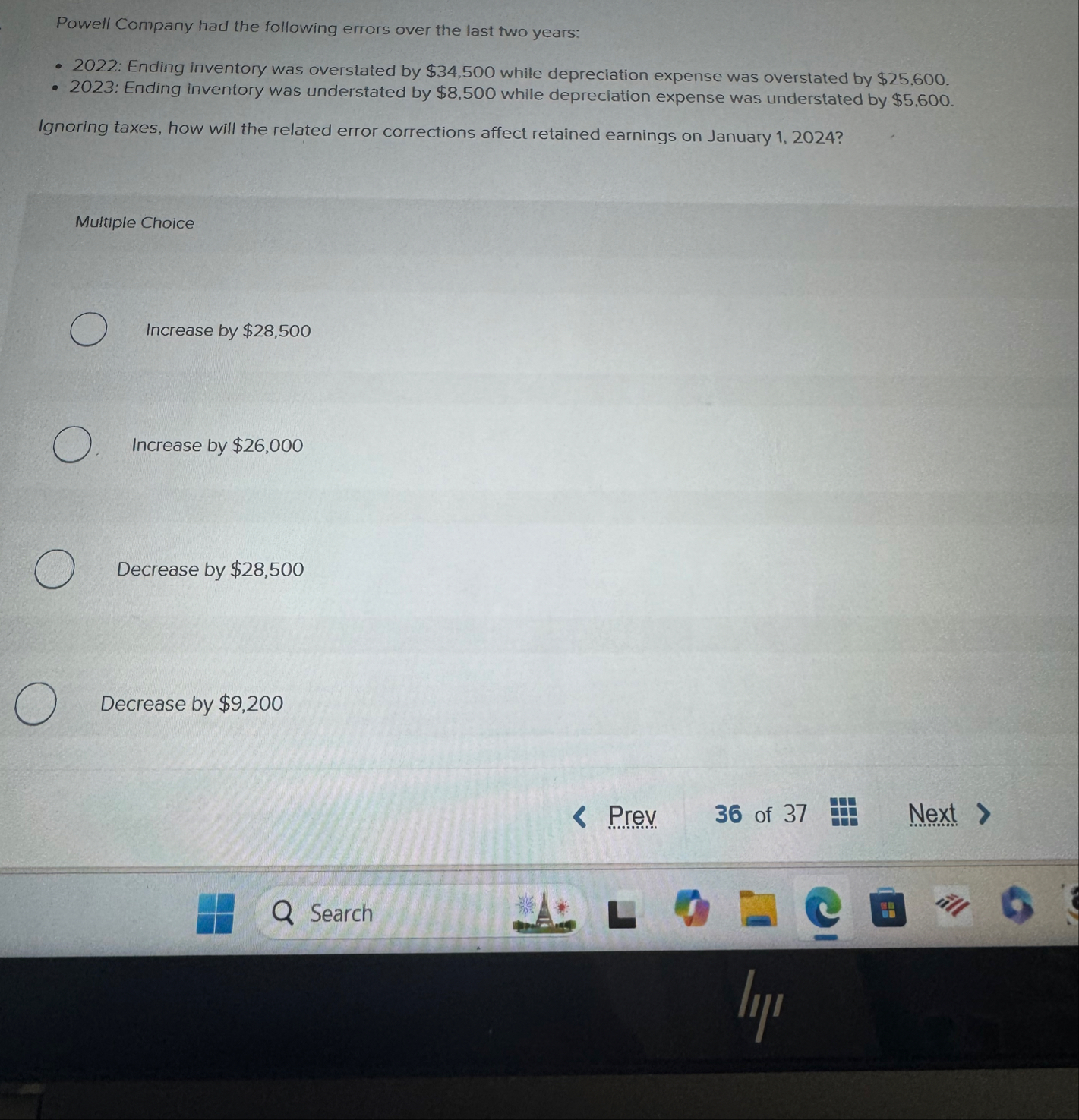 Powell Company had the following errors over the