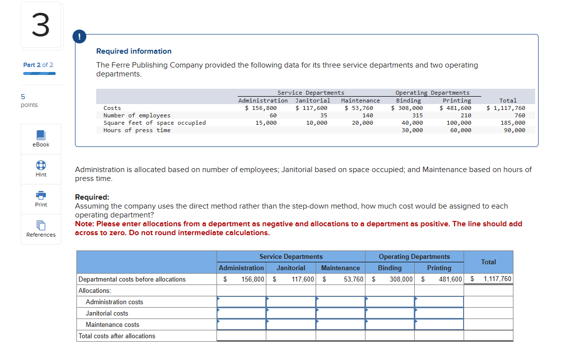 Required information Administration is allocated