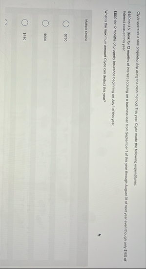 Cyde operates a sole proprietorship using the