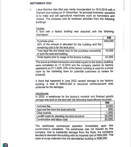 SEPTEMBER 2 0 2 2 1 . Lotus Machine Sdn Bhd was