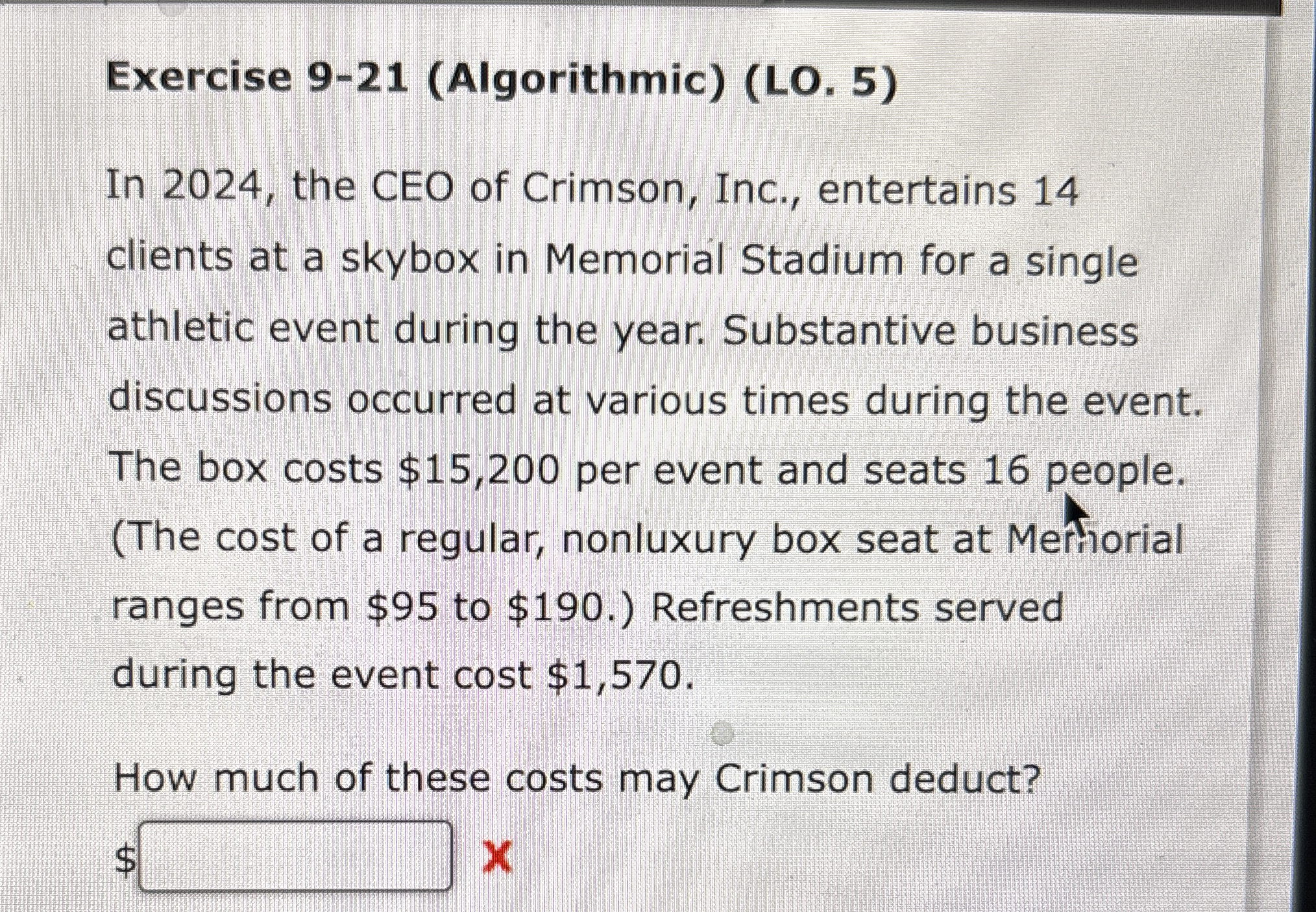 Exercise 9 - 2 1 ( Algorithmic ) ( LO . 5 ) In 2