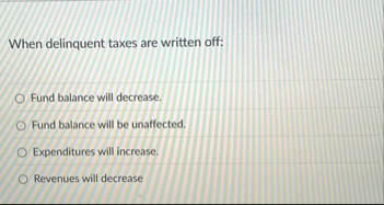 When delinquent taxes are written off: Fund