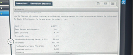 Inatructions Whe the following information to