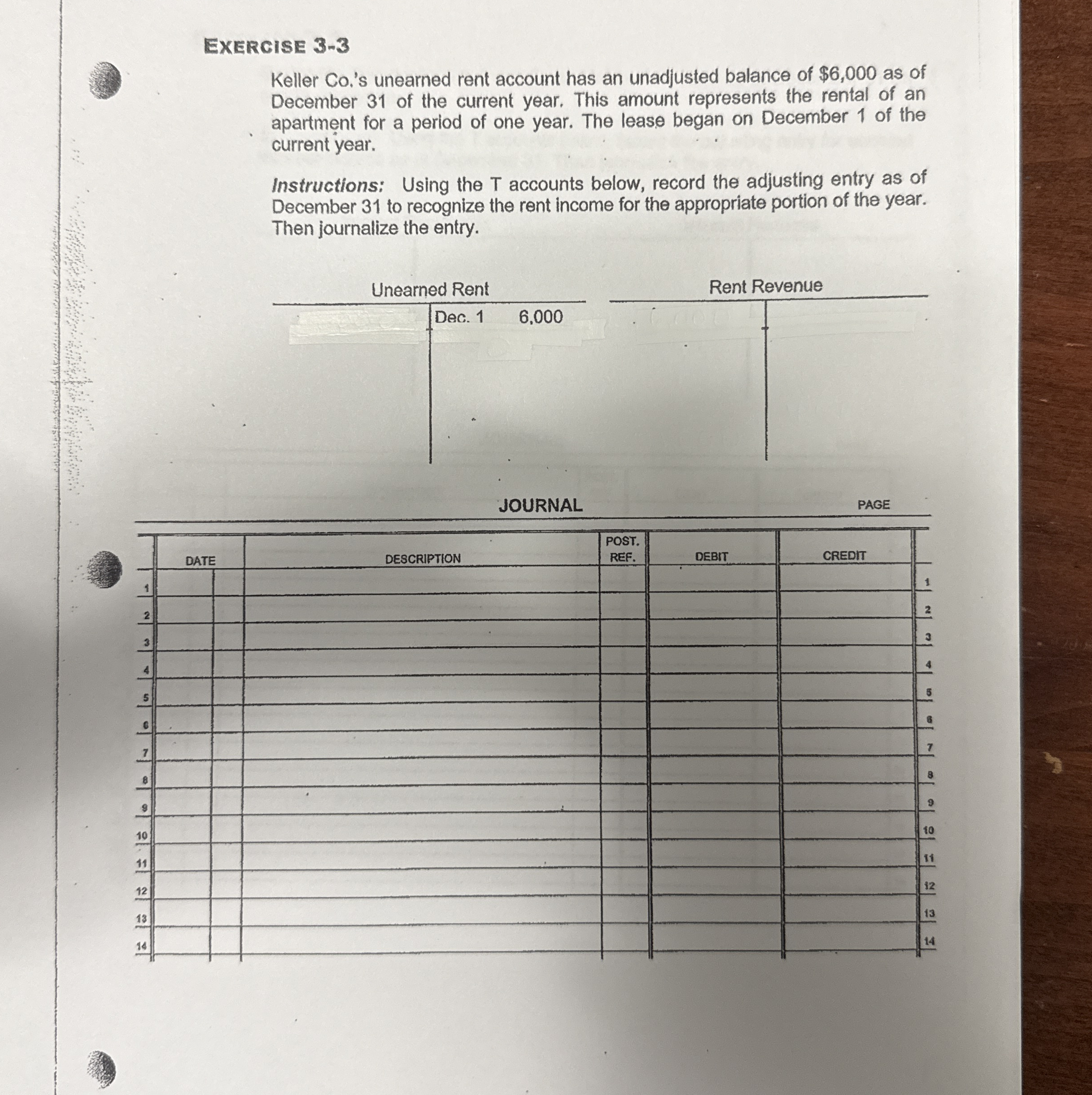 ExERCISE 3 - 3 Keller Co . ' s unearned rent