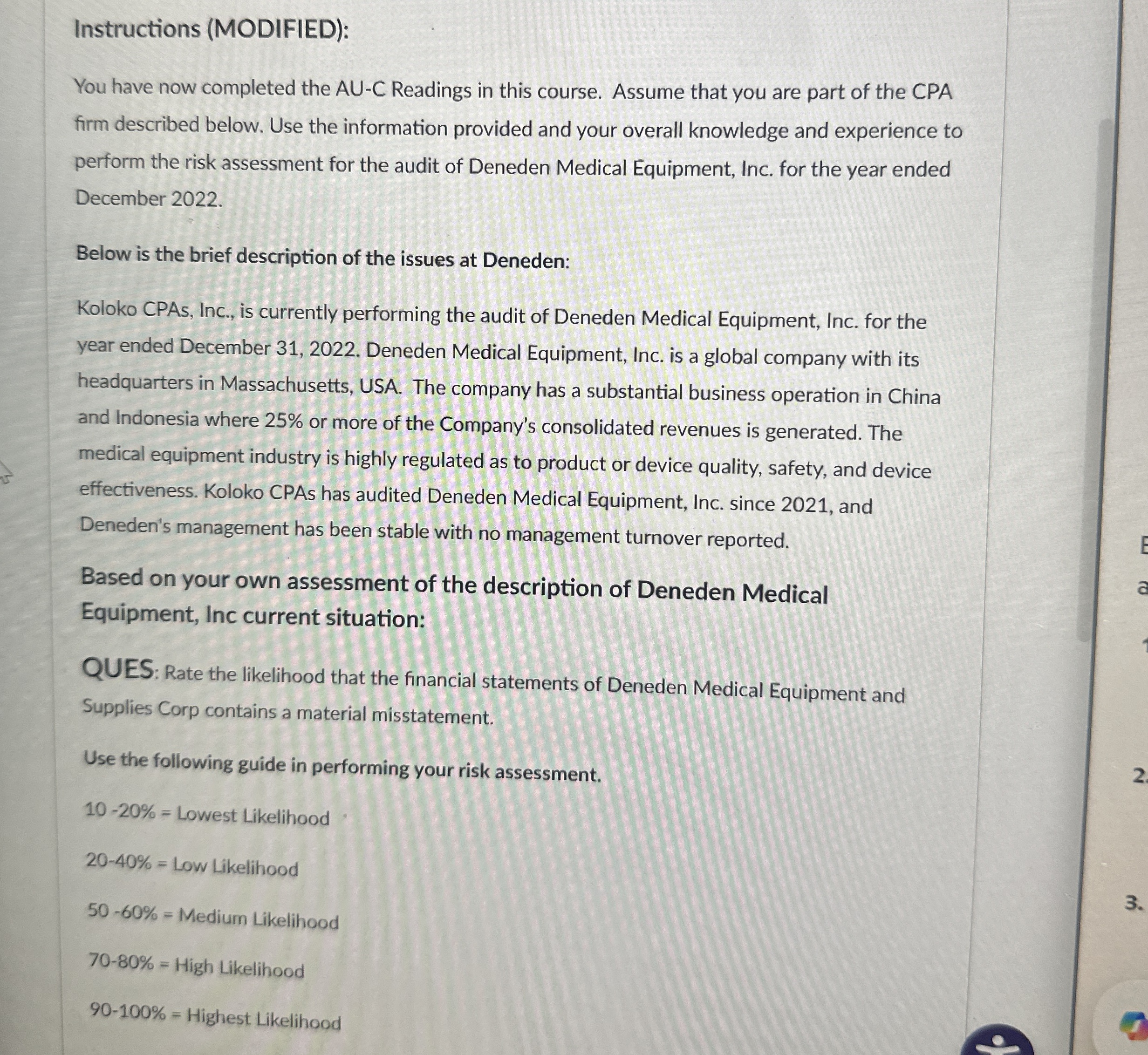 Instructions ( MODIFIED ) : You have now