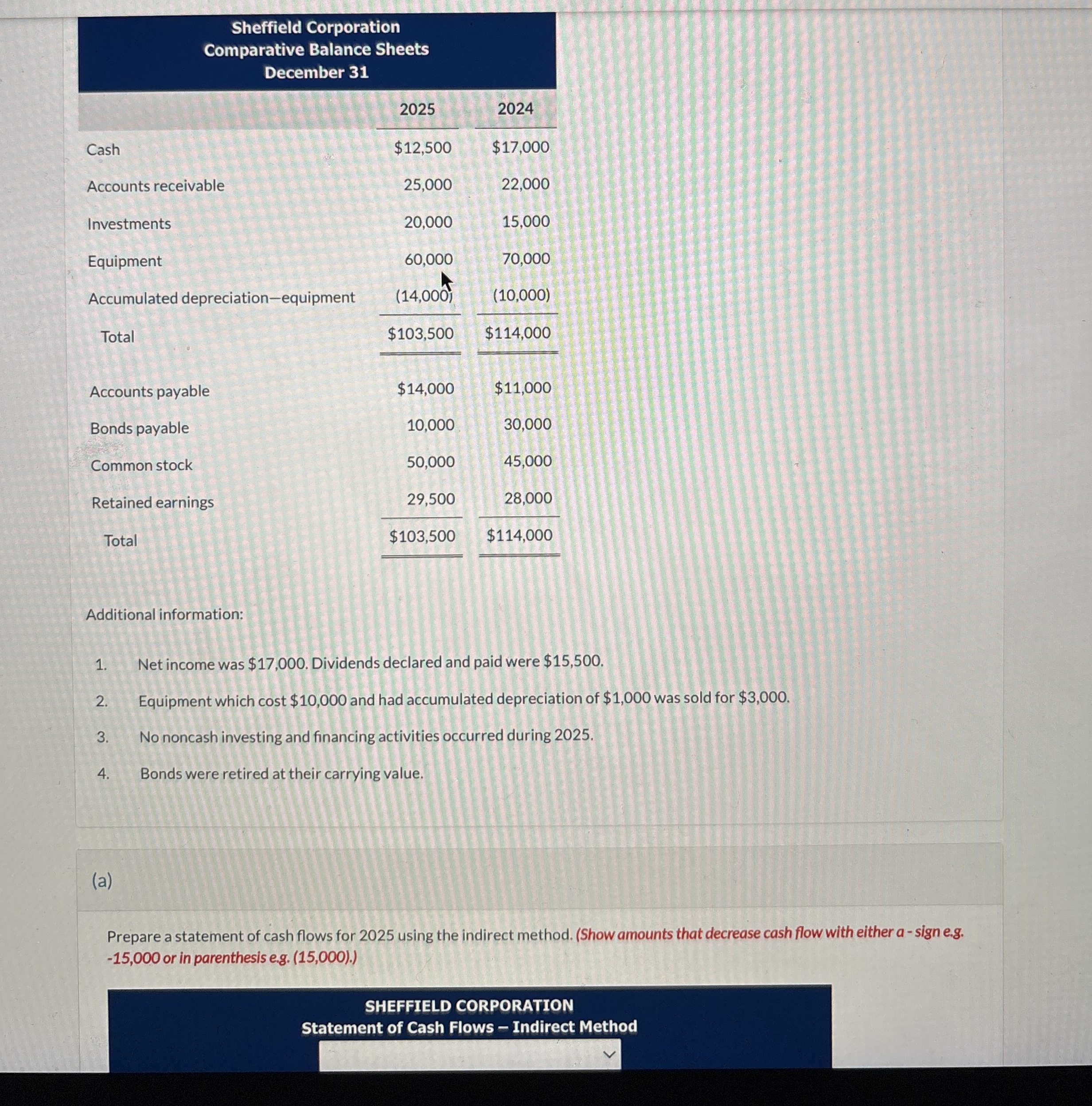 \ table [ [ Sheffield Corporation Comparative