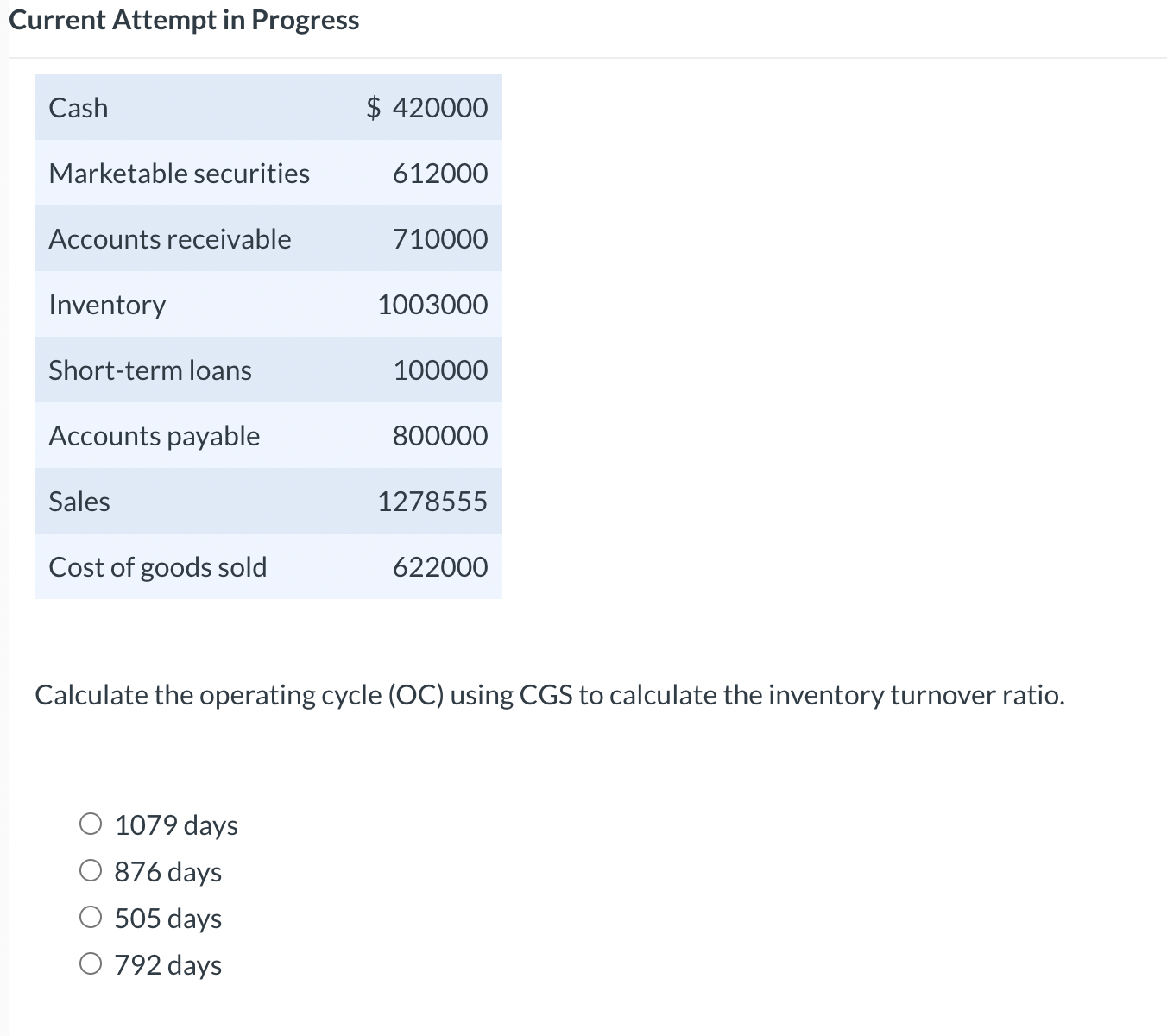 Current Attempt in Progress Calculate the
