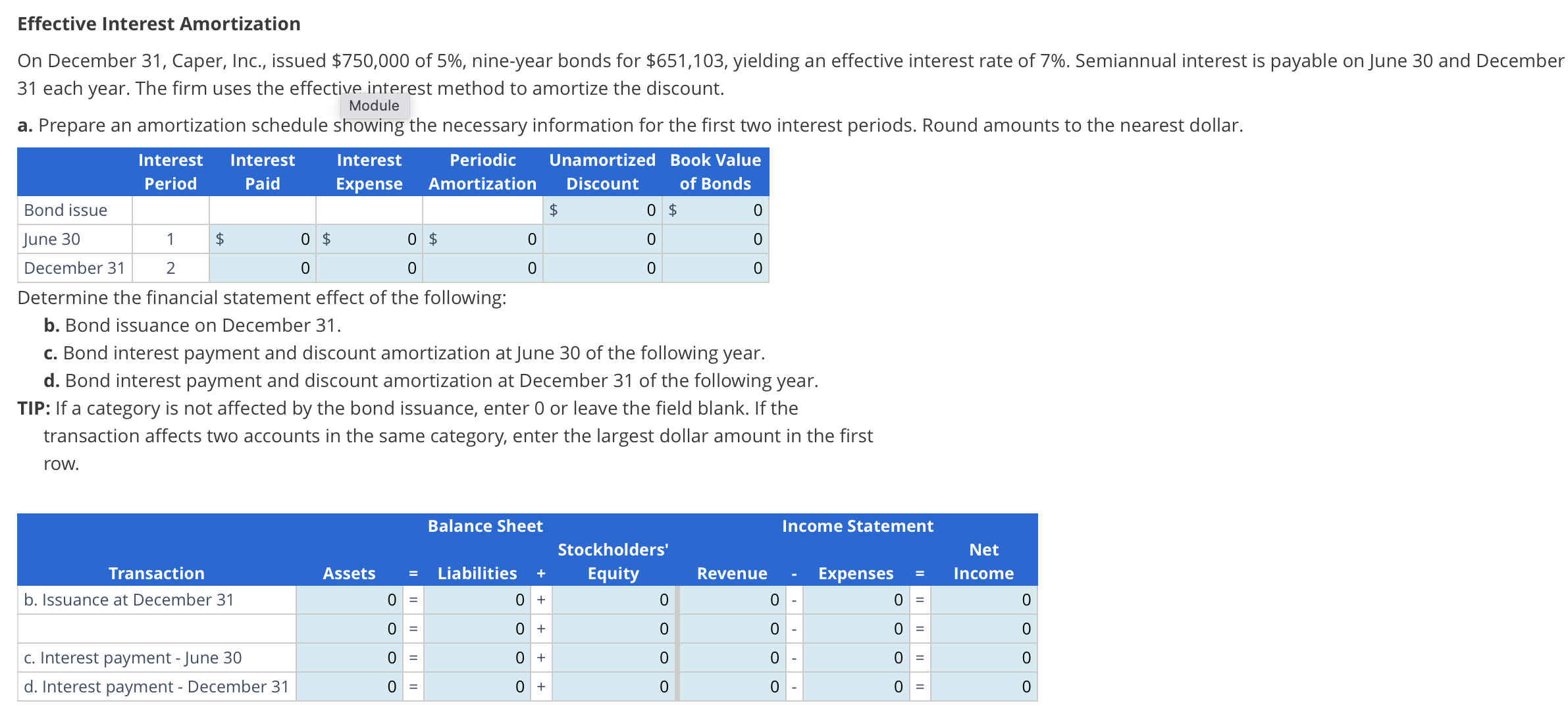 Effective Interest Amortization On December 3 1 ,