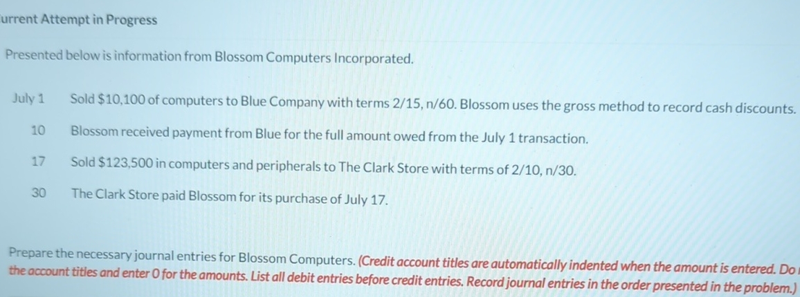 urrent Attempt in Progress Presented below is