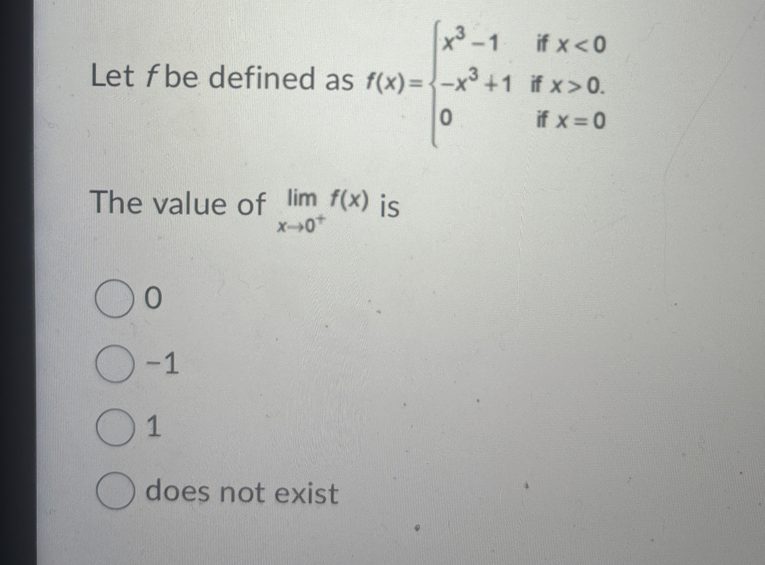 Let f be defined as f ( x ) = { x 3 - 1 i f x < 0