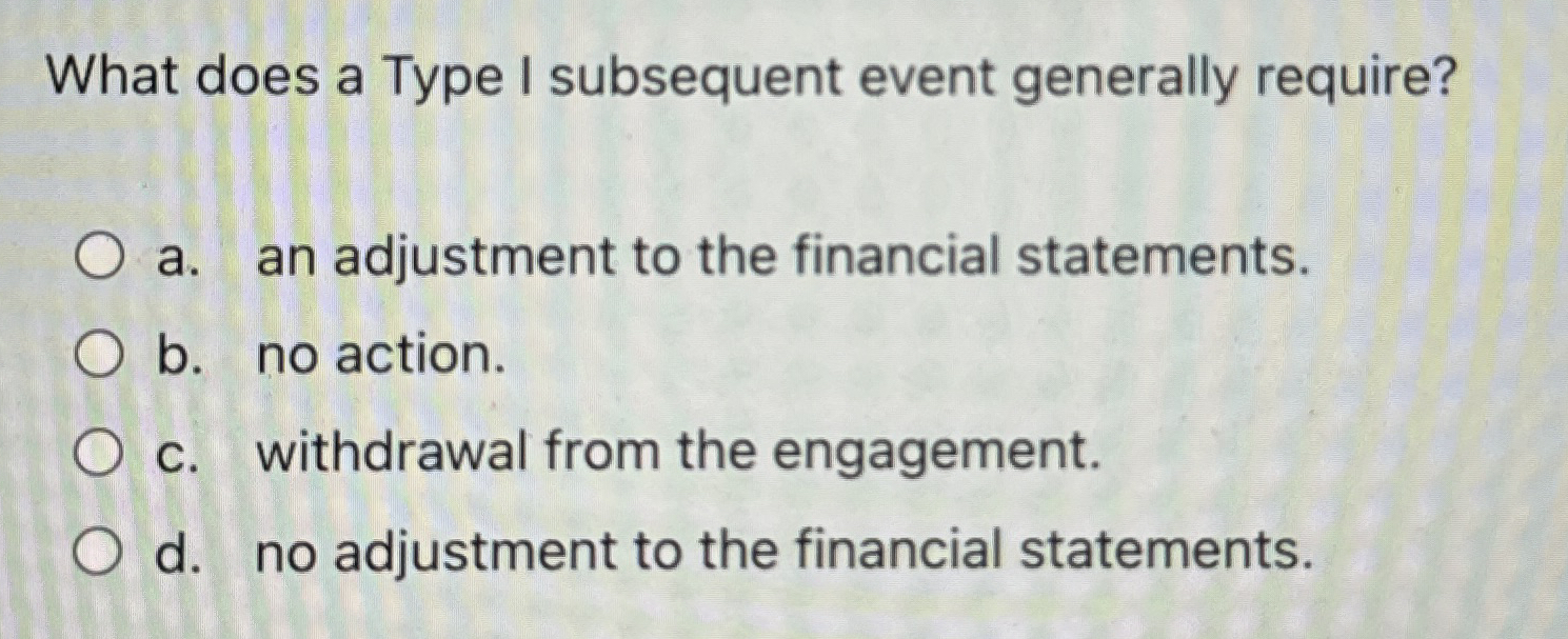 What does a Type I subsequent event generally