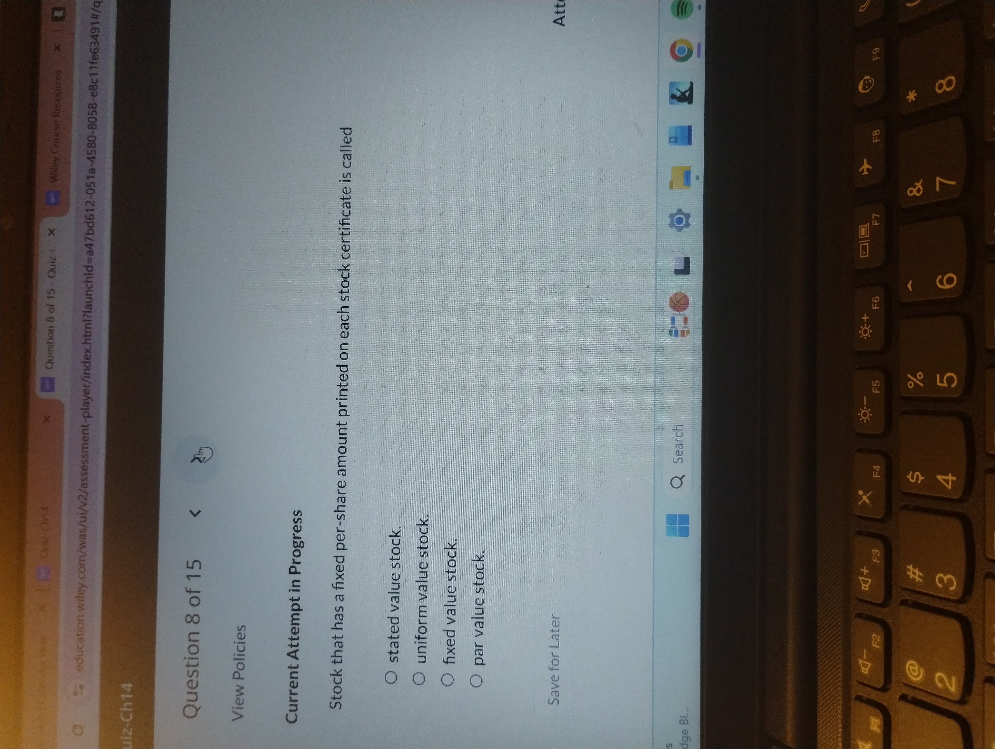 Question 8 of 1 5 View Policies Current Attempt