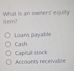 What is an owners' equity item? Loans payable