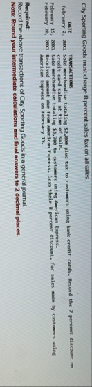 City Sporting Goods must charge 8 percent sales