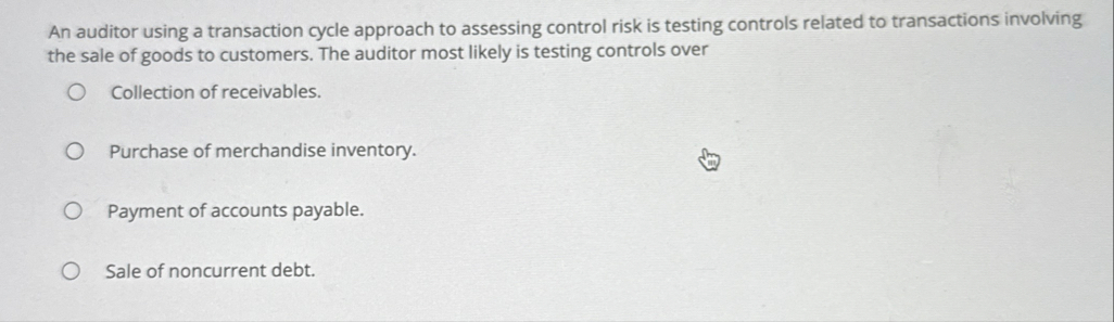 An auditor using a transaction cycle approach to